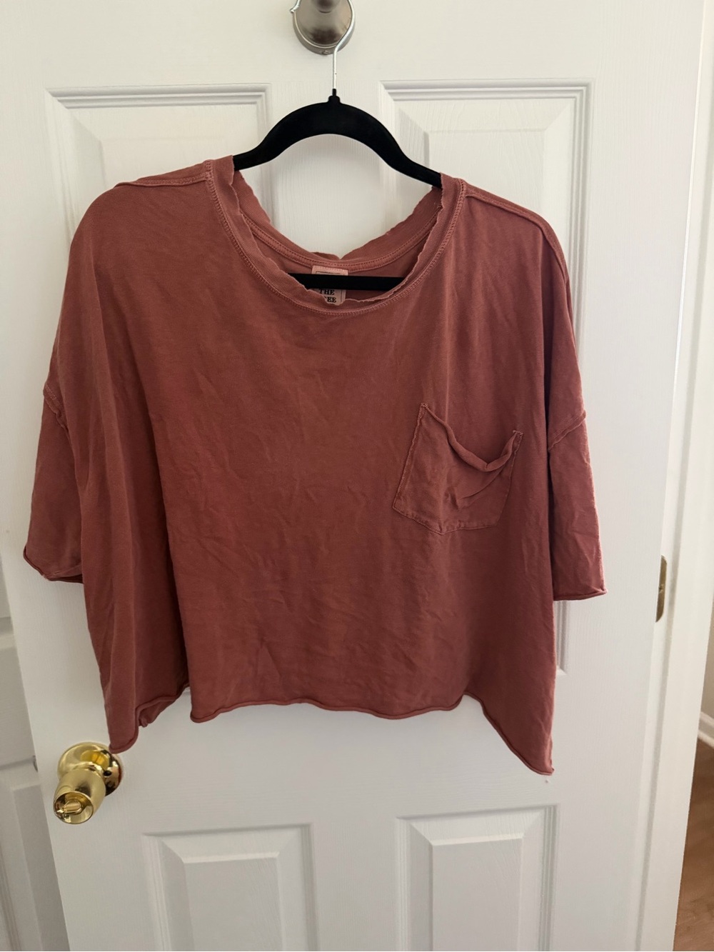 Free People We The Free Fade Into You Crop Boxy Tee Oversized Rusty Red Medium